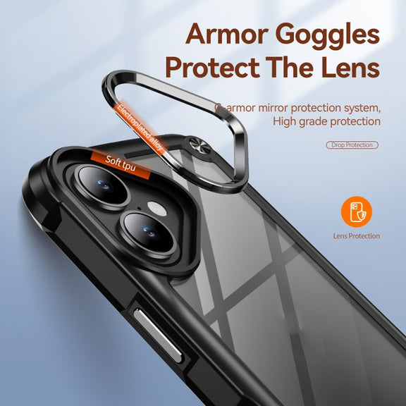 For iPhone 16 Plus TPU + PC Lens Protection Phone Case(Black)