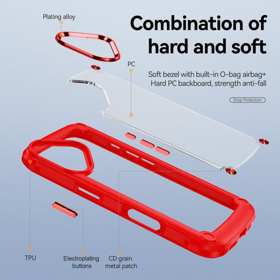 For iPhone 16 Plus TPU + PC Lens Protection Phone Case(Red)