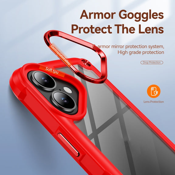 For iPhone 16 Plus TPU + PC Lens Protection Phone Case(Red)