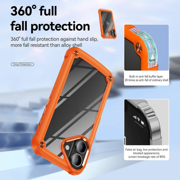 For iPhone 16 Plus TPU + PC Lens Protection Phone Case(Orange)