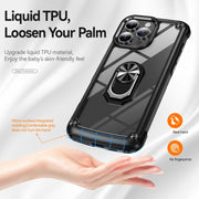 For iPhone 16 Pro TPU + PC Lens Protection Phone Case with Ring Holder(Black)