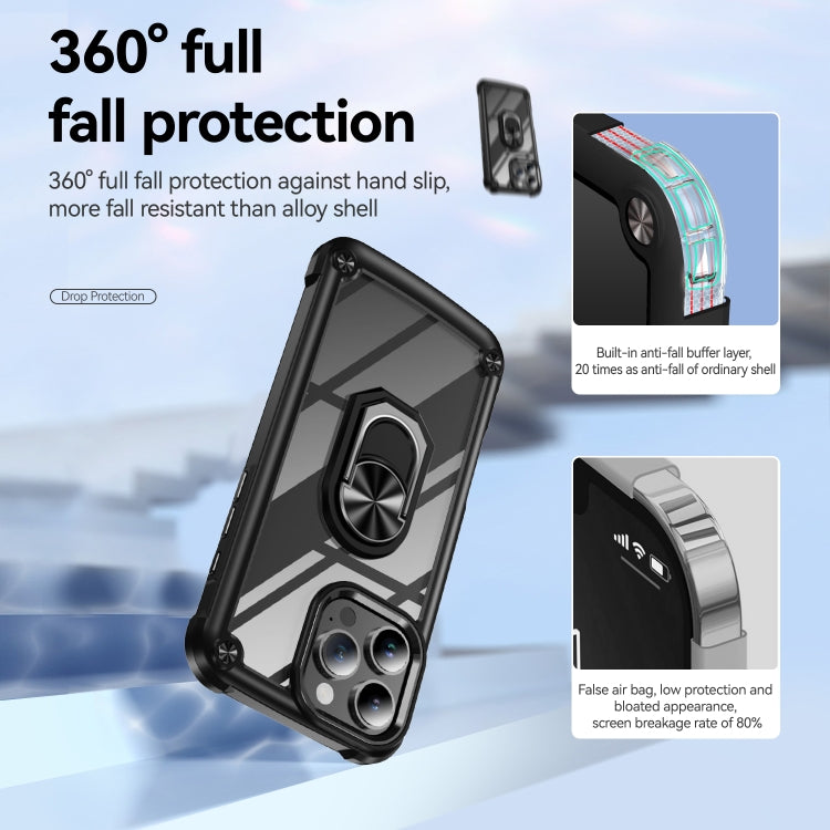 For iPhone 16 Pro TPU + PC Lens Protection Phone Case with Ring Holder(Black) - iPhone 16 Pro Cases by PMC TechLife | Online Shopping South Africa | PMC TechLife | Buy Now Pay Later Mobicred