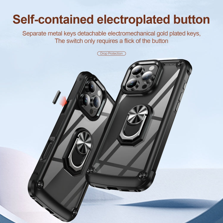 For iPhone 16 Pro TPU + PC Lens Protection Phone Case with Ring Holder(Black)