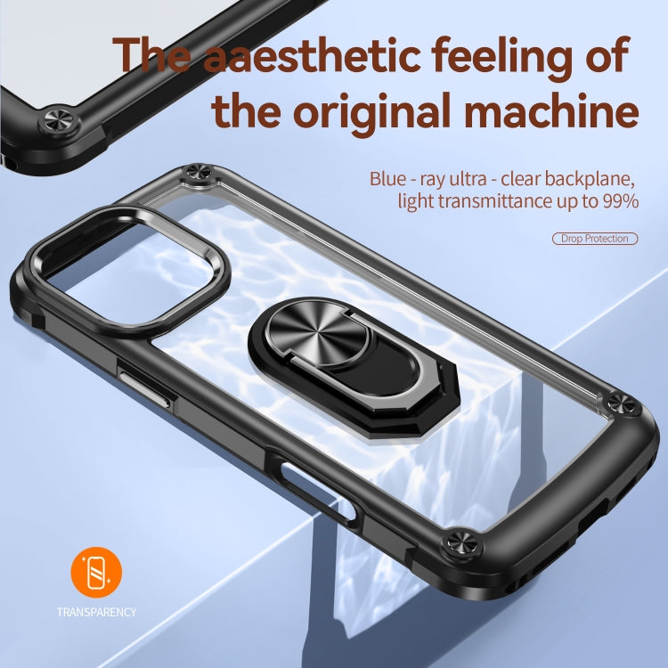 For iPhone 16 Pro TPU + PC Lens Protection Phone Case with Ring Holder(Black)