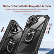 For iPhone 16 Plus TPU + PC Lens Protection Phone Case with Ring Holder(Black)