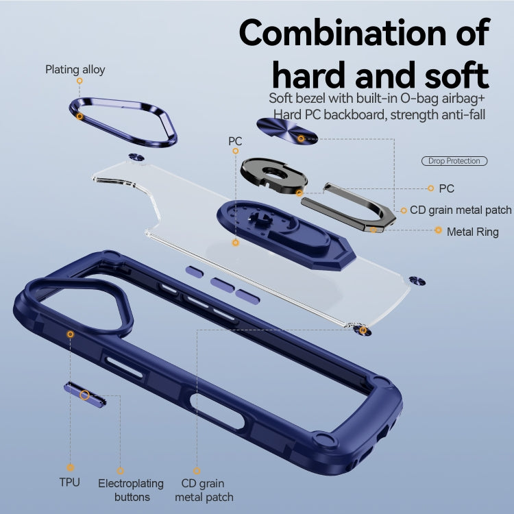 For iPhone 16 TPU + PC Lens Protection Phone Case with Ring Holder(Blue) - iPhone 16 Cases by PMC TechLife | Online Shopping South Africa | PMC TechLife | Buy Now Pay Later Mobicred