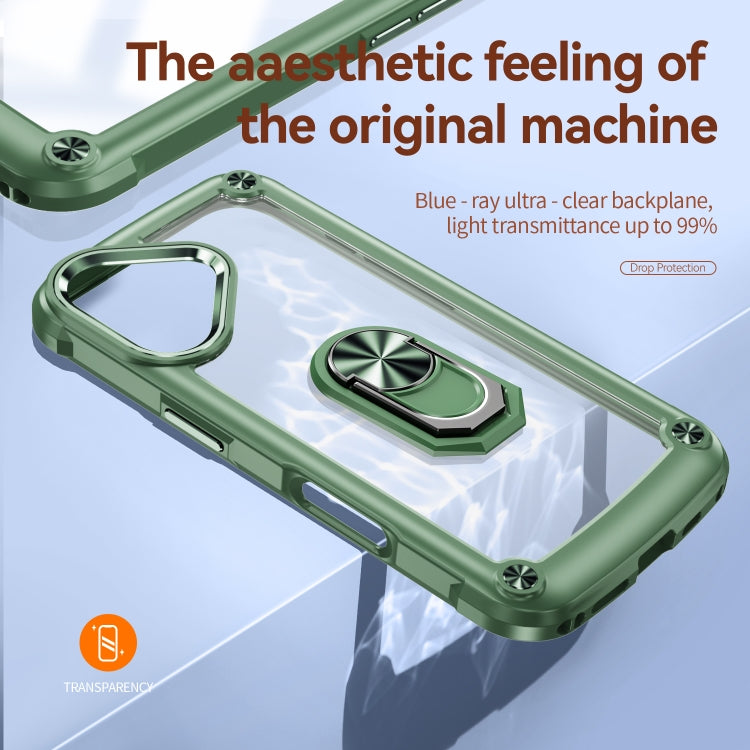 For iPhone 16 TPU + PC Lens Protection Phone Case with Ring Holder(Green) - iPhone 16 Cases by PMC TechLife | Online Shopping South Africa | PMC TechLife | Buy Now Pay Later Mobicred