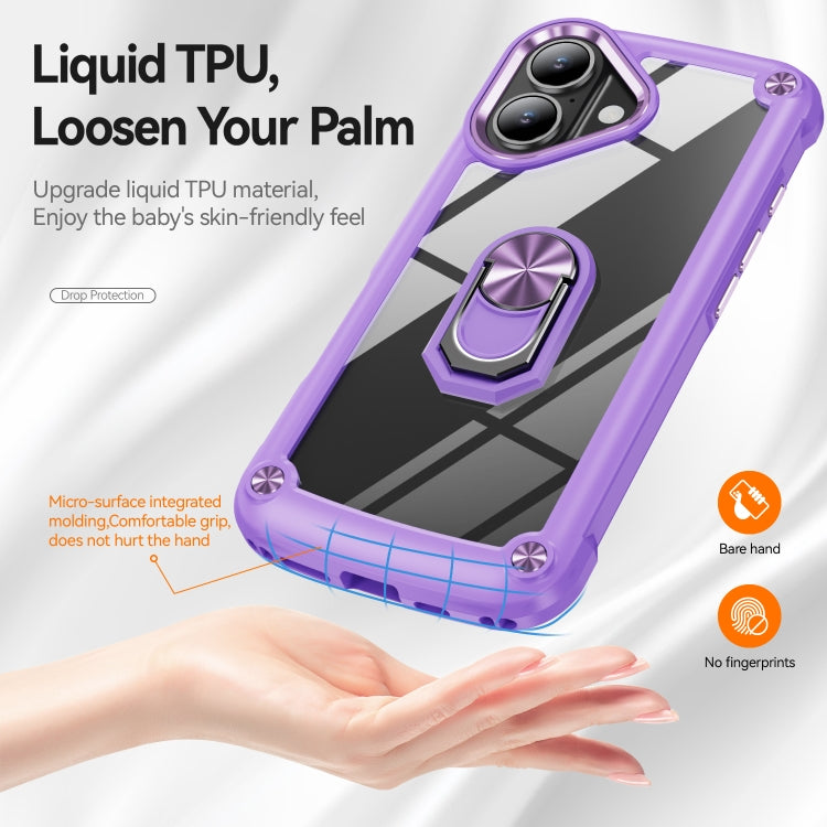 For iPhone 16 TPU + PC Lens Protection Phone Case with Ring Holder(Purple) - iPhone 16 Cases by PMC TechLife | Online Shopping South Africa | PMC TechLife | Buy Now Pay Later Mobicred