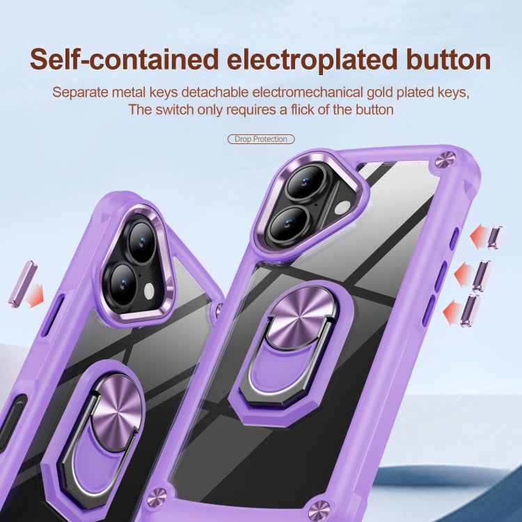 For iPhone 16 TPU + PC Lens Protection Phone Case with Ring Holder(Purple) - iPhone 16 Cases by PMC TechLife | Online Shopping South Africa | PMC TechLife | Buy Now Pay Later Mobicred