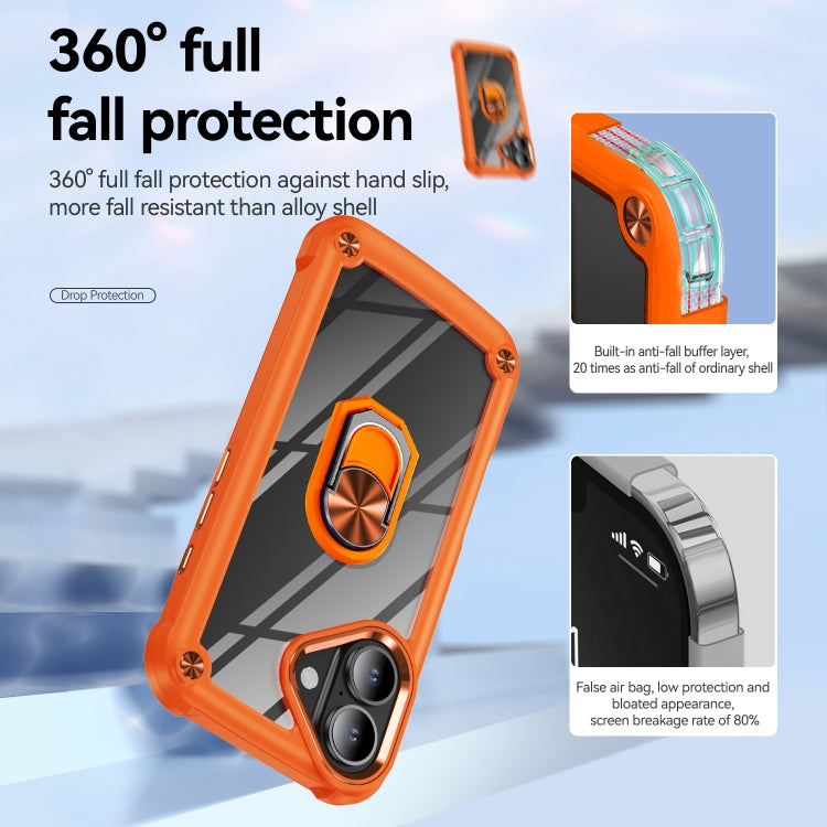 For iPhone 16 TPU + PC Lens Protection Phone Case with Ring Holder(Orange) - iPhone 16 Cases by PMC TechLife | Online Shopping South Africa | PMC TechLife | Buy Now Pay Later Mobicred
