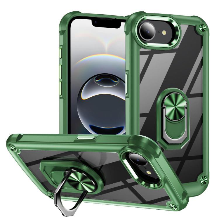 For iPhone 16e TPU + PC Lens Protection Phone Case with Ring Holder(Green) - iPhone 16e Cases by PMC TechLife | Online Shopping South Africa | PMC TechLife | Buy Now Pay Later Mobicred