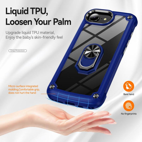 For iPhone 16e TPU + PC Lens Protection Phone Case with Ring Holder(Purple)