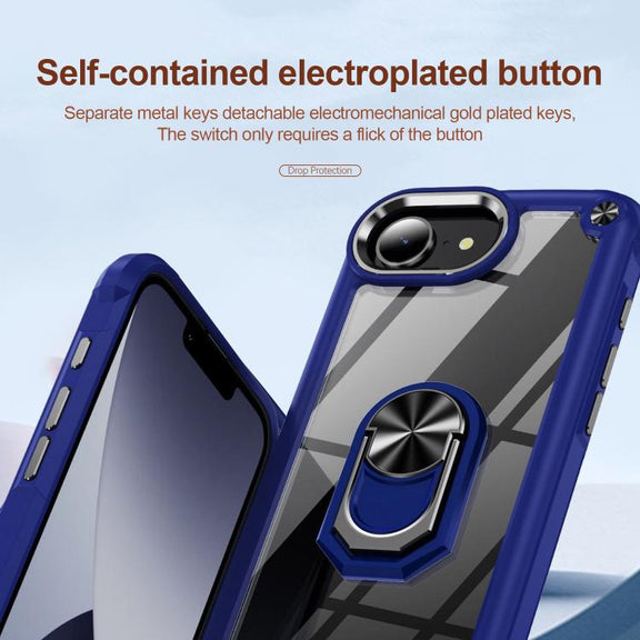 For iPhone 16e TPU + PC Lens Protection Phone Case with Ring Holder(Purple)