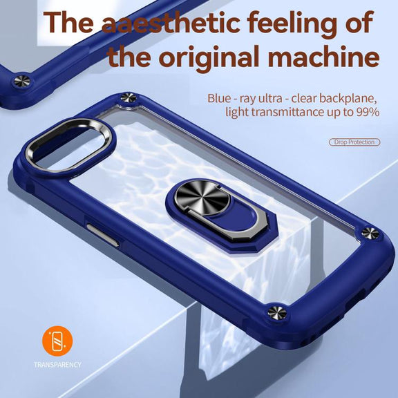 For iPhone 16e TPU + PC Lens Protection Phone Case with Ring Holder(Purple)