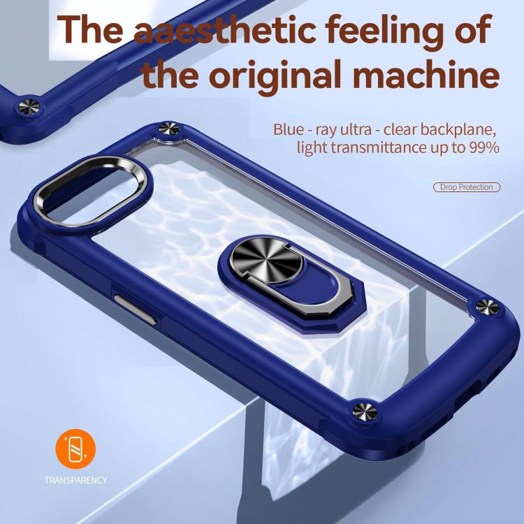 For iPhone 16e TPU + PC Lens Protection Phone Case with Ring Holder(Purple)