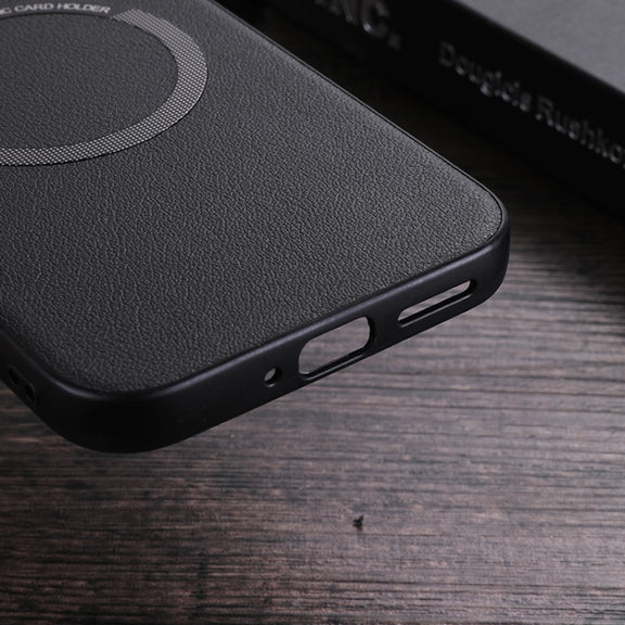 For Google Pixel 9 Pro Magsafe Magnetic Ring Leather Texture Phone Case(White)