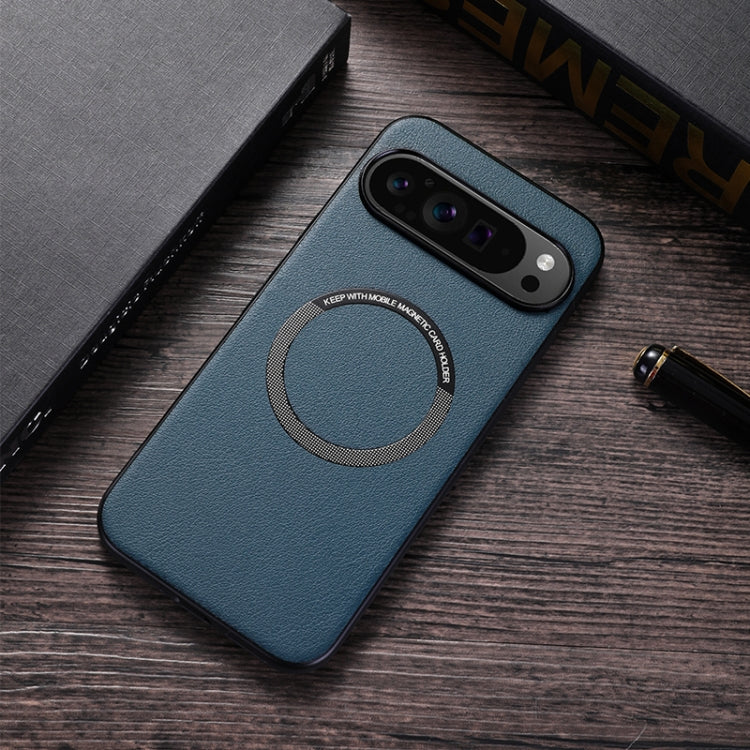 For Google Pixel 9 Pro Magsafe Magnetic Ring Leather Texture Phone Case(Green) - Google Cases by PMC TechLife | Online Shopping South Africa | PMC TechLife | Buy Now Pay Later Mobicred