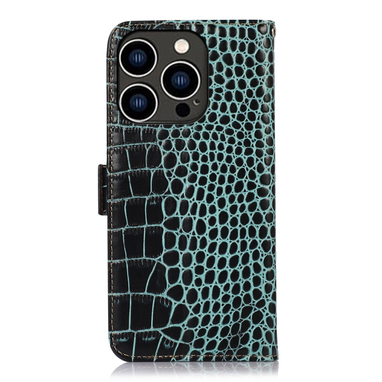 For iPhone 16 Pro Max Crocodile Top Layer Cowhide Leather Phone Case(Green) - iPhone 16 Pro Max Cases by PMC TechLife | Online Shopping South Africa | PMC TechLife | Buy Now Pay Later Mobicred
