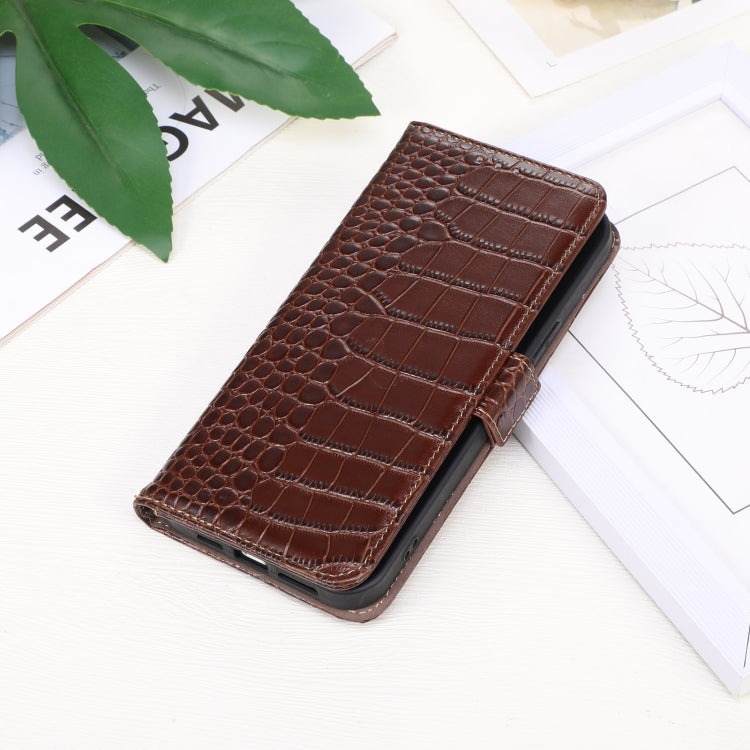 For iPhone 16 Pro Max Crocodile Top Layer Cowhide Leather Phone Case(Brown) - iPhone 16 Pro Max Cases by PMC TechLife | Online Shopping South Africa | PMC TechLife | Buy Now Pay Later Mobicred