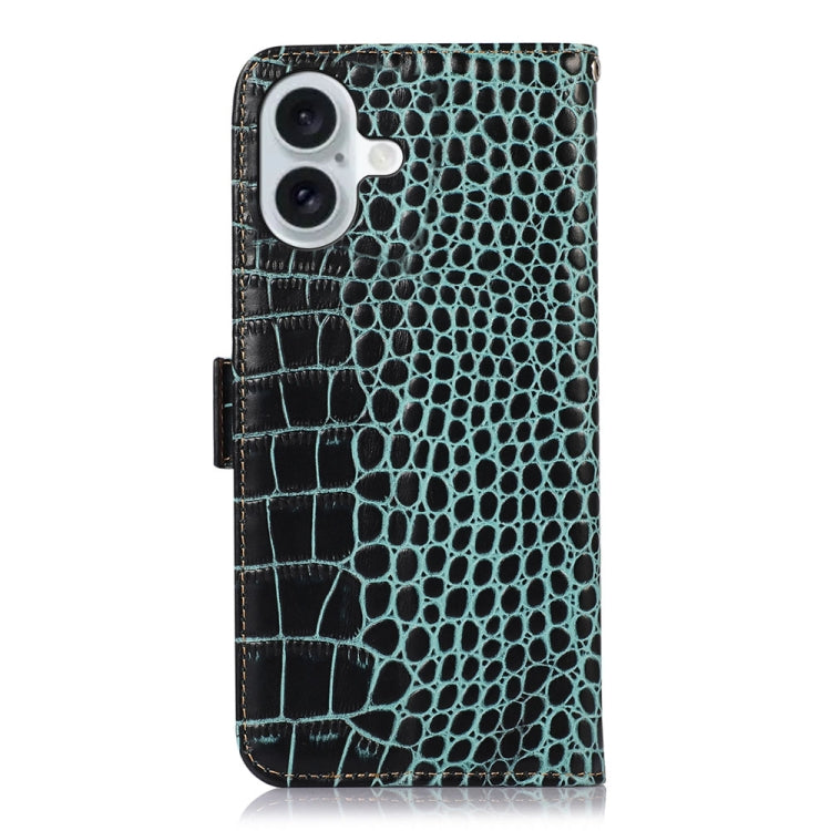For iPhone 16 Crocodile Top Layer Cowhide Leather Phone Case(Green) - iPhone 16 Cases by PMC TechLife | Online Shopping South Africa | PMC TechLife | Buy Now Pay Later Mobicred