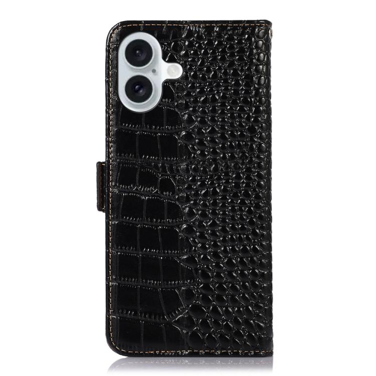For iPhone 17 Crocodile Top Layer Cowhide Leather Phone Case(Black) - free shipping - PMc TechLife - Order now!