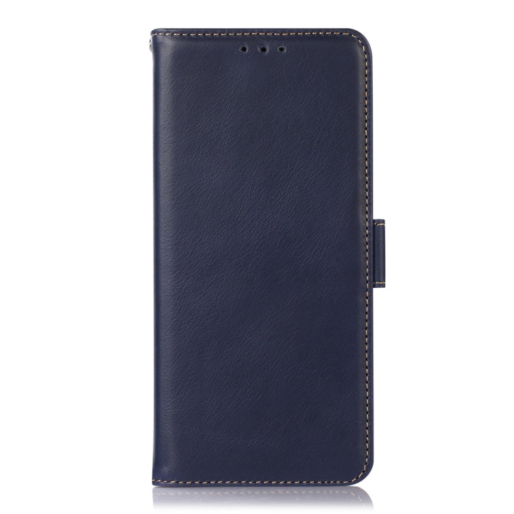 For iPhone 16 Plus Crazy Horse Top Layer Cowhide Leather Phone Case(Blue)