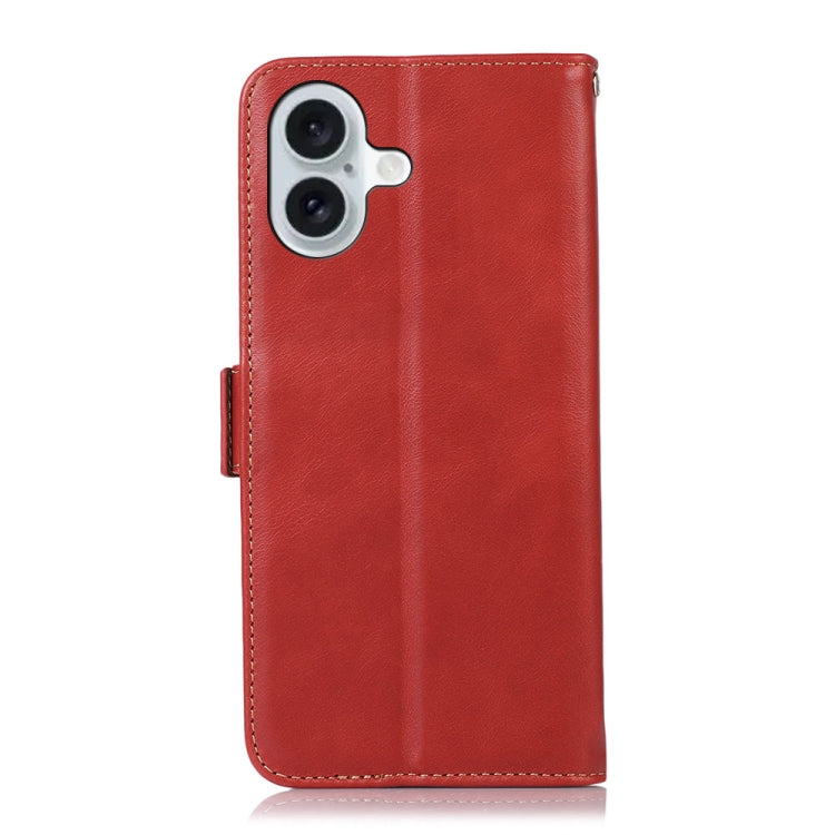 For iPhone 16 Crazy Horse Top Layer Cowhide Leather Phone Case(Red) - iPhone 16 Cases by PMC TechLife | Online Shopping South Africa | PMC TechLife | Buy Now Pay Later Mobicred
