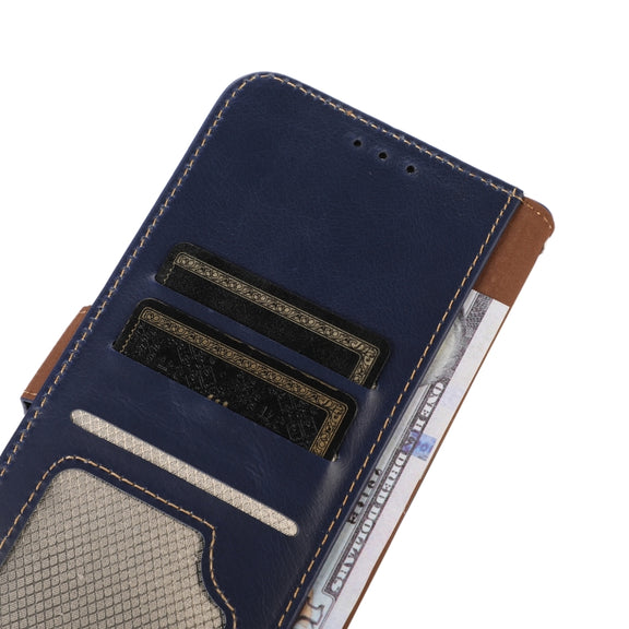 For iPhone 16 Crazy Horse Top Layer Cowhide Leather Phone Case(Blue)