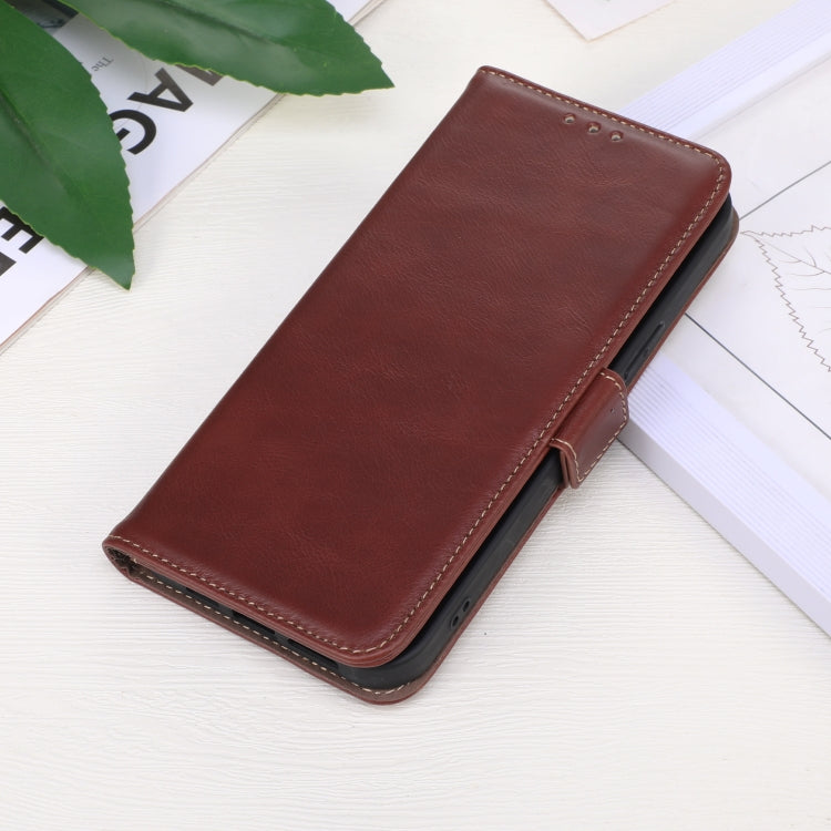 For iPhone 16 Crazy Horse Top Layer Cowhide Leather Phone Case(Brown) - iPhone 16 Cases by PMC TechLife | Online Shopping South Africa | PMC TechLife | Buy Now Pay Later Mobicred