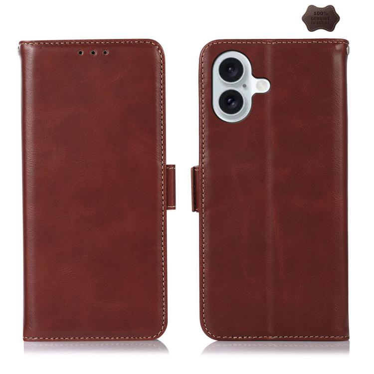 For iPhone 17 Crazy Horse Top Layer Cowhide Leather Phone Case(Brown) - free shipping - PMc TechLife - Order now!