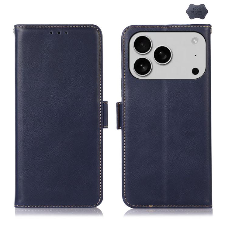 For iPhone 17 Pro Crazy Horse Top Layer Cowhide Leather Phone Case(Blue) - free shipping - PMc TechLife - Order now!