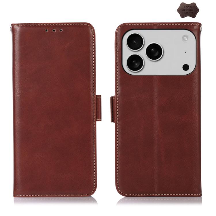 For iPhone 17 Pro Crazy Horse Top Layer Cowhide Leather Phone Case(Brown) - free shipping - PMc TechLife - Order now!