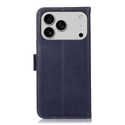 For iPhone 17 Pro Max Crazy Horse Top Layer Cowhide Leather Phone Case(Blue)