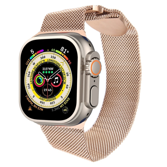 For Apple Watch Ultra 2 49mm Milanese Metal Magnetic Watch Band(Rose Gold)