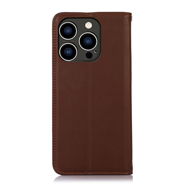 For iPhone 16 Pro KHAZNEH Nappa Top Layer Cowhide Leather Phone Case(Brown) - free shipping - PMC TechLife - Order now!