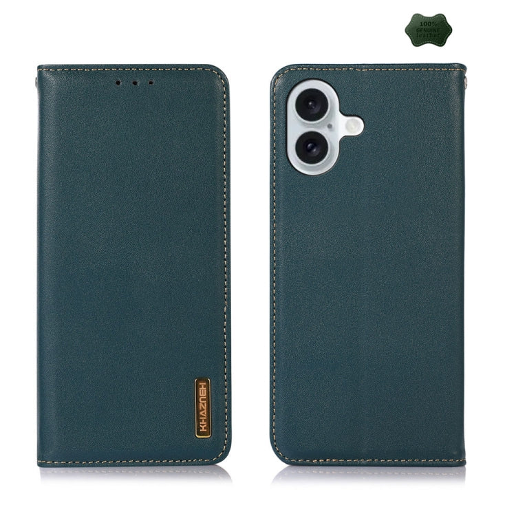 For iPhone 16 Plus KHAZNEH Nappa Top Layer Cowhide Leather Phone Case(Green) - free shipping - PMC TechLife - Order now!