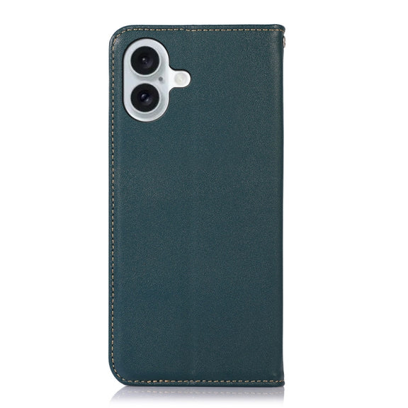 For iPhone 16 Plus KHAZNEH Nappa Top Layer Cowhide Leather Phone Case(Green)