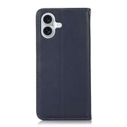 For iPhone 16 Plus KHAZNEH Nappa Top Layer Cowhide Leather Phone Case(Blue)