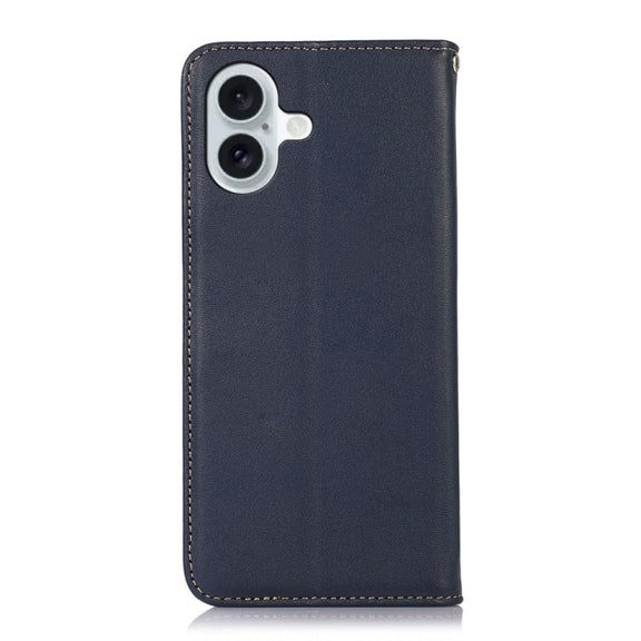 For iPhone 16 KHAZNEH Nappa Top Layer Cowhide Leather Phone Case(Blue)