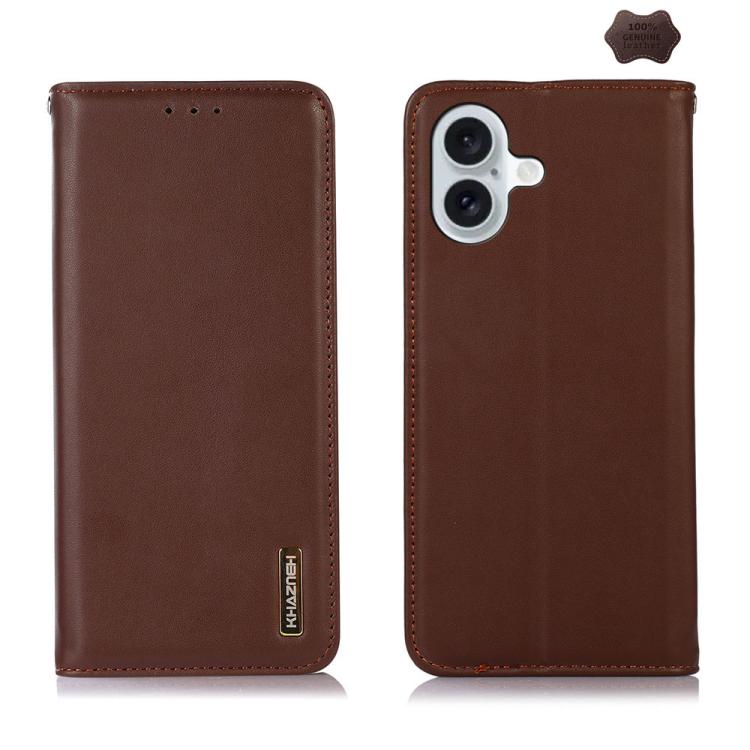 For iPhone 17 KHAZNEH Nappa Top Layer Cowhide Leather Phone Case(Brown) - free shipping - PMc TechLife - Order now!