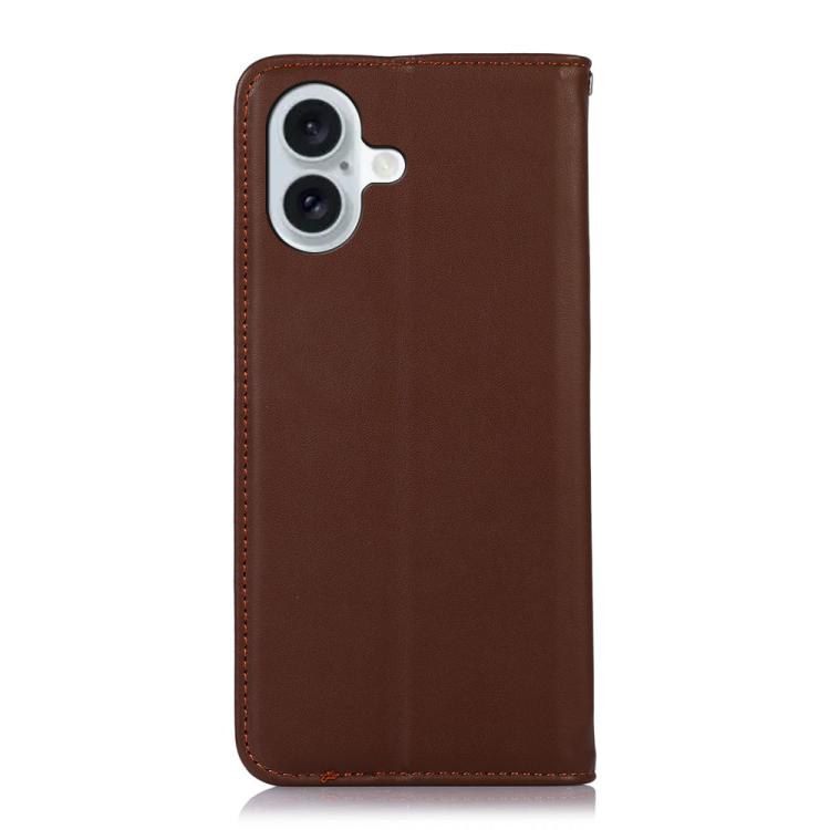 For iPhone 17 KHAZNEH Nappa Top Layer Cowhide Leather Phone Case(Brown)