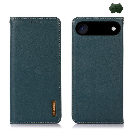 For iPhone 17 Air KHAZNEH Nappa Top Layer Cowhide Leather Phone Case(Green)