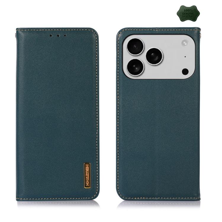 For iPhone 17 Pro Max KHAZNEH Nappa Top Layer Cowhide Leather Phone Case(Green) - free shipping - PMc TechLife - Order now!