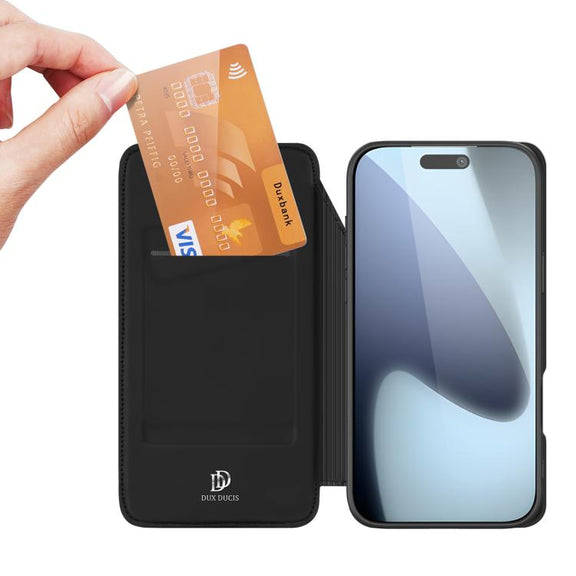 For iPhone 17 Pro DUX DUCIS Skin Pro Series Flip Leather Phone Case(Black)
