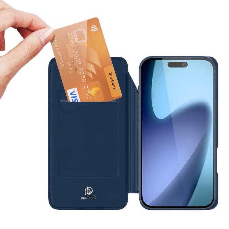 For iPhone 17 Air DUX DUCIS Skin Pro Series Flip Leather Phone Case(Blue) - iPhone 17 Air Cases by DUX DUCIS | Online Shopping South Africa | PMC TechLife | Buy Now Pay Later Mobicred