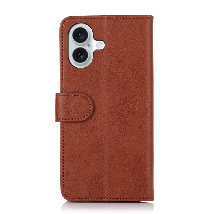 For iPhone 16 Cow Texture Leather Phone Case(Brown)