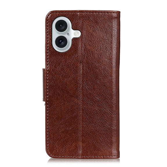 For iPhone 16 Nappa Texture Leather Case(Brown)