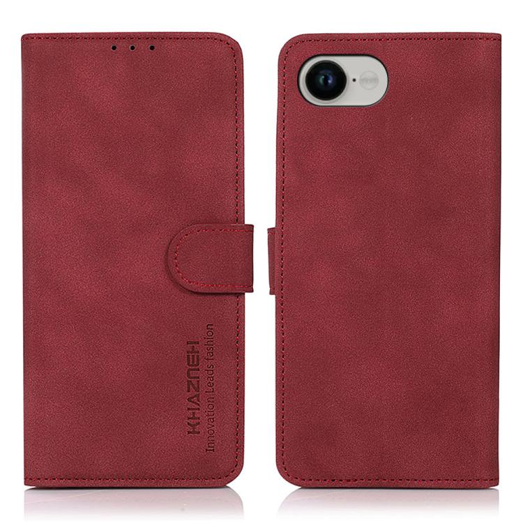 For iPhone 16e KHAZNEH Matte Texture Leather Phone Case(Red) - iPhone 16e Cases by PMC TechLife | Online Shopping South Africa | PMC TechLife | Buy Now Pay Later Mobicred