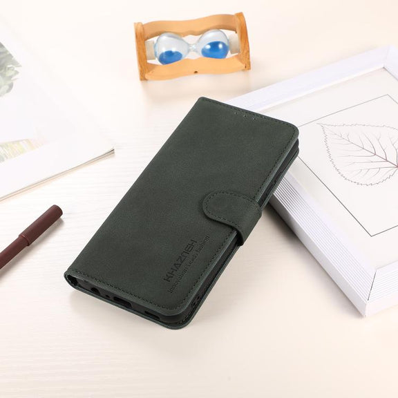 For iPhone 16e KHAZNEH Matte Texture Leather Phone Case(Green)