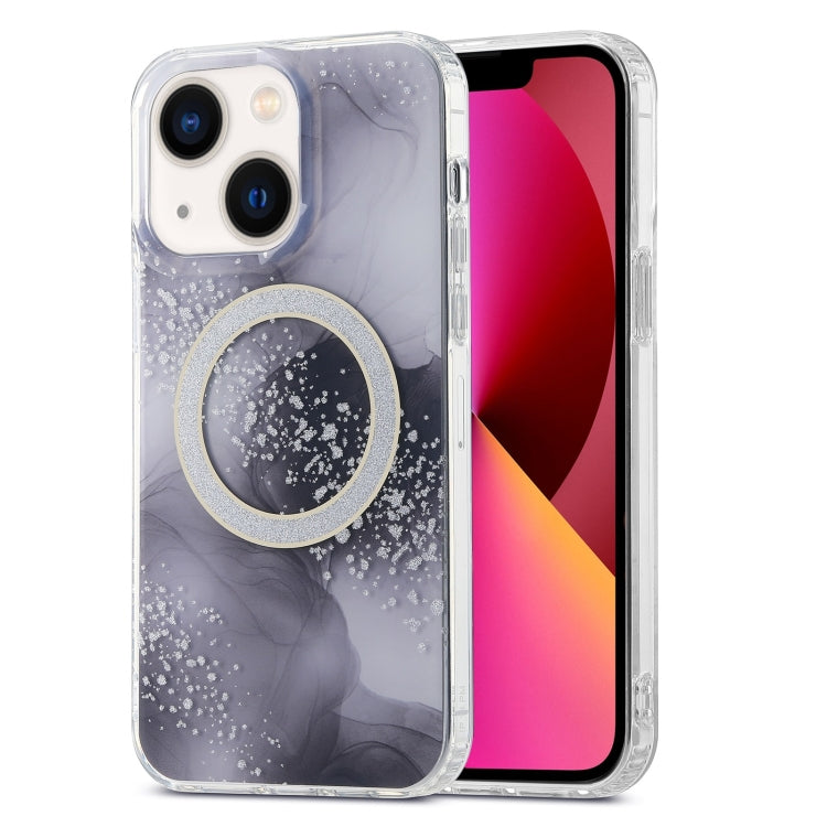For iPhone 13 Dual-side IMD Marble Magsafe Phone Case(Black) - iPhone 13 Cases by PMC TechLife | Online Shopping South Africa | PMC TechLife